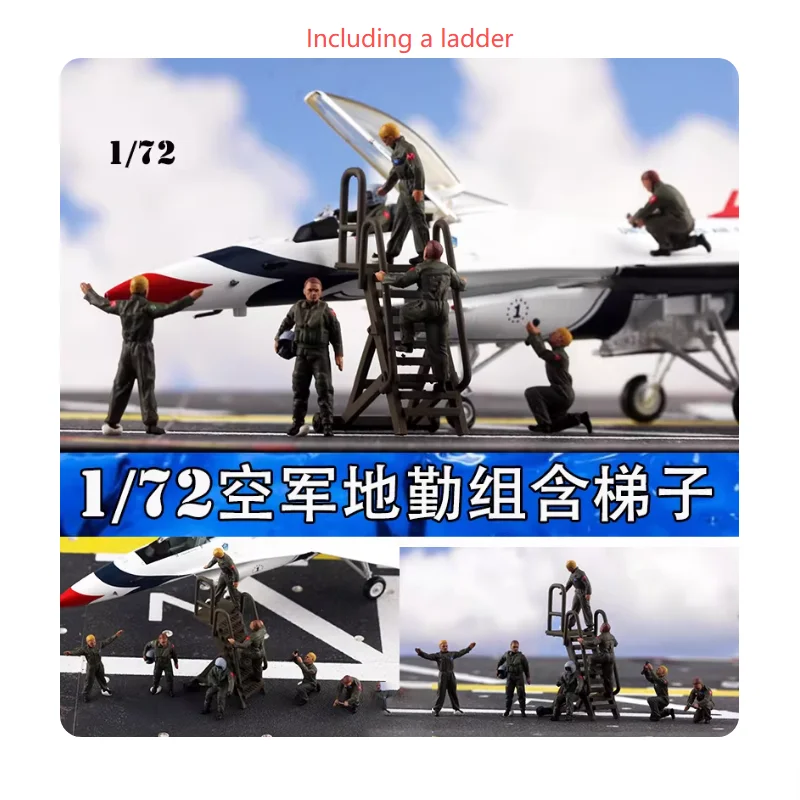 

Масштабная модель 1:72 из смолы: Наземный экипаж ВВС НАТО-7 с лестницами, подходит для сцен с вертолетами, коллекционный декоративный элемент для демонстрации