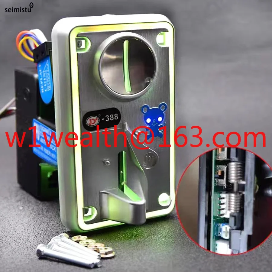 388 Electronic coin pusher arcade game machine selector with luminous 12v plastic coin receiver