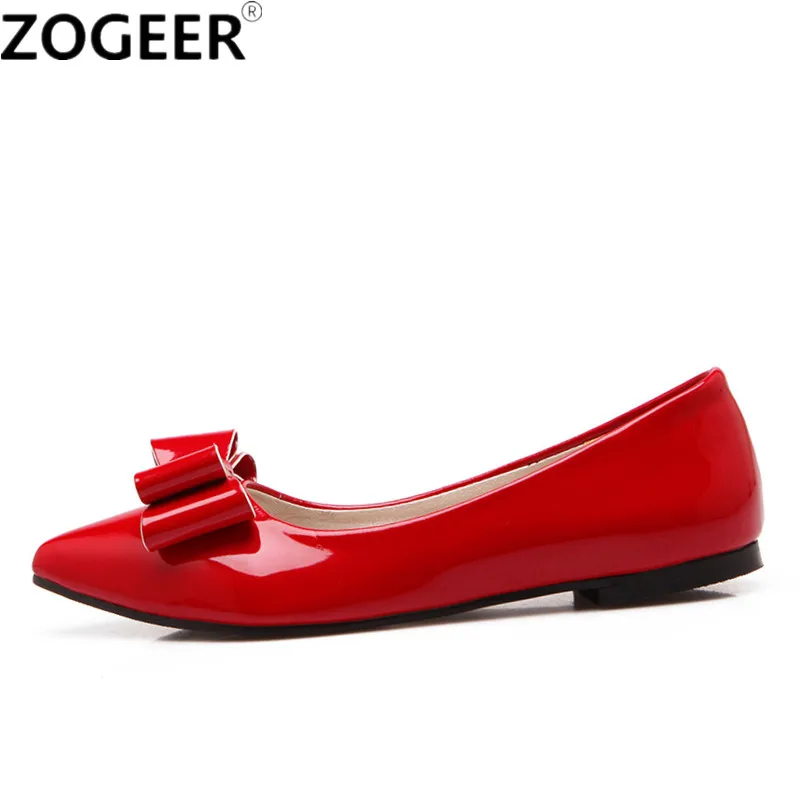 Fashion Loafer Shoes Woman Flats Spring Autumn Female Ballet Shoes Pointed Toe Solid Red Beige Casual Flat Shoes Large Size 48