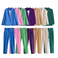 Chaqueta de traje multicolor ajustada con solapa de temperamento para mujer, pantalones, ropa informal para primavera y verano