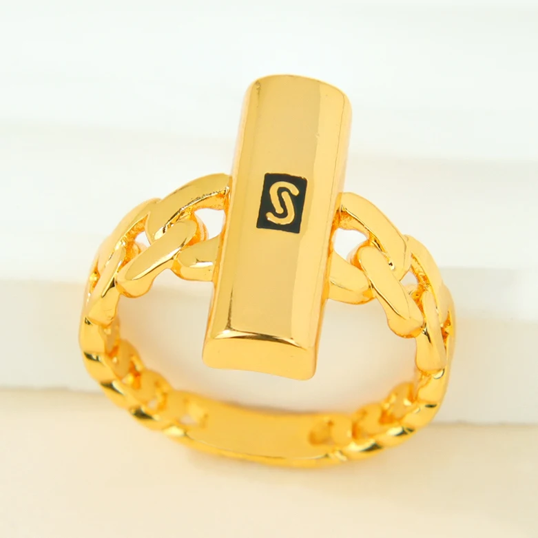 Luxuriöse Zirkonia-Monaco-Ringe, 21k vergoldet, italienischer, unregelmäßiger, cooler Hip-Hop-Ring, Dubai, für Damen, Event, Party, hypoallergener Schmuck – Detail 11