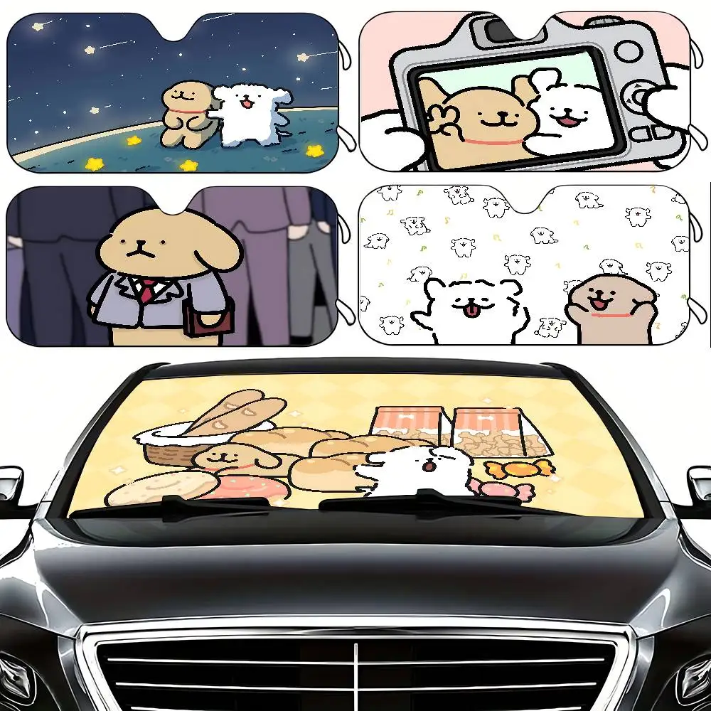 Cartoon M-Maltese Stylish And Trendy Windshield Sunshade, Car Windshield Cover, Car Sunshade Curtain, Car Sun Protection Cover