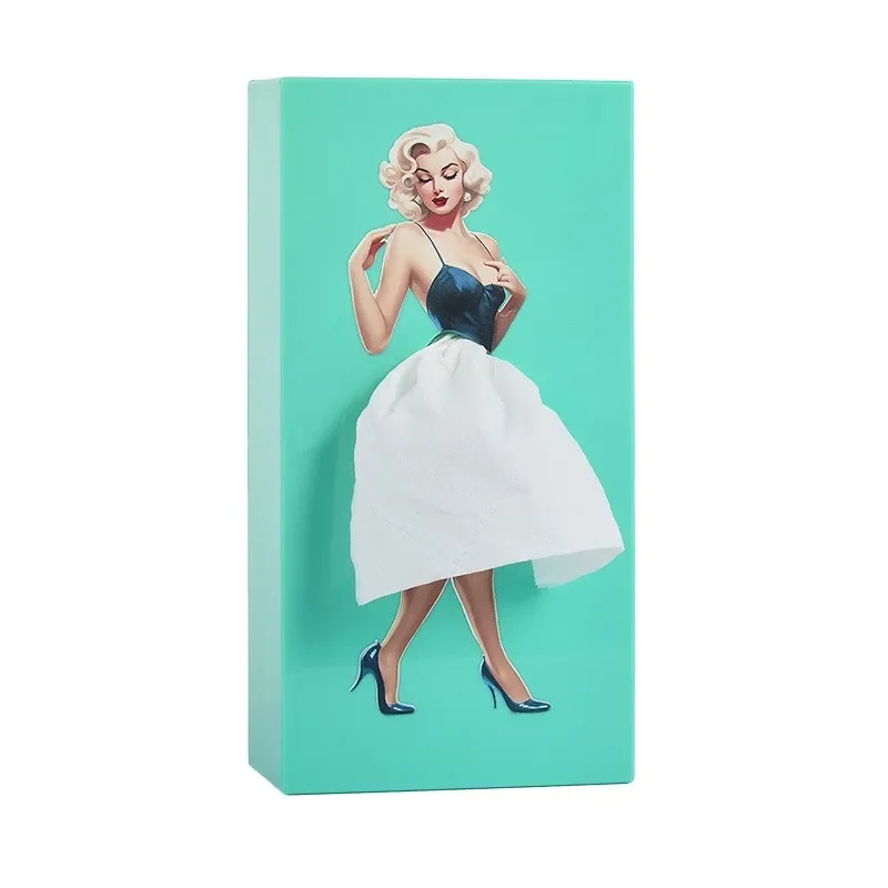 Leuke Cartoon Anime Meisje Tissue Box Vliegende Rok Ontwerp Gezwollen Rok Tissue Houder Decoratieve Desktop Ornamenten voor Thuis