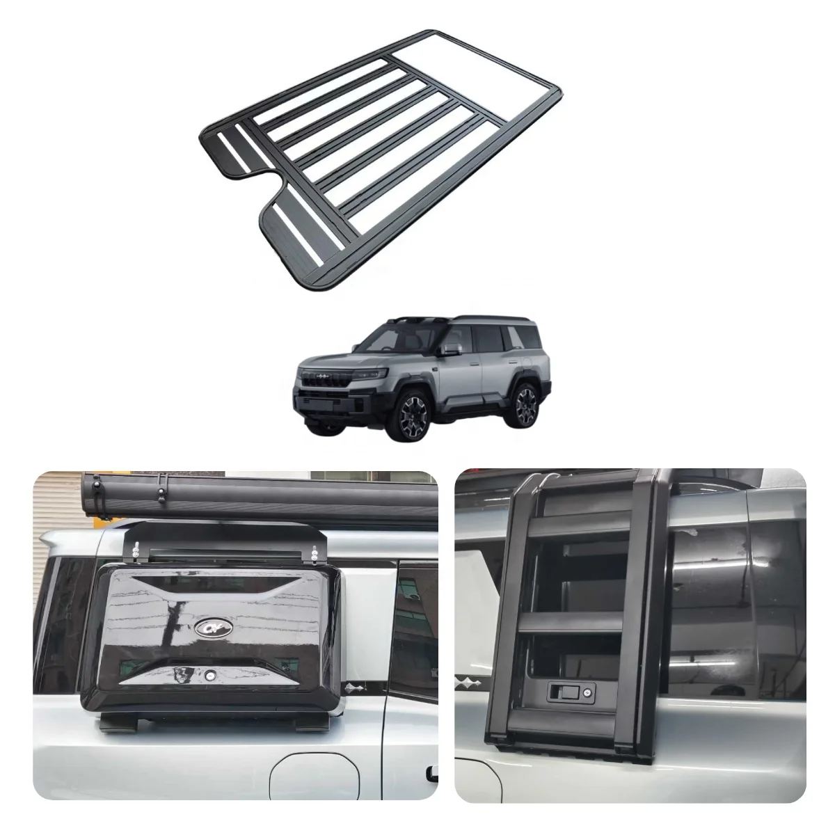 Off Road Aluminum Car Luggage Rack Roof Rack Side Ladder Side Storage Box For BYD Leopard 5 8 Titanium 3 7 Exterior Accessories