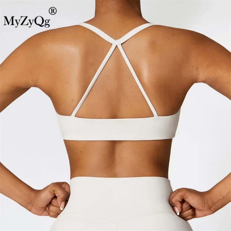 MyZyQg Winter Women Frosted Beauty Back Cross Yoga Bra Outdoor Running Fitness Vest Quick Drying Tank Top Tight Sports Underwear