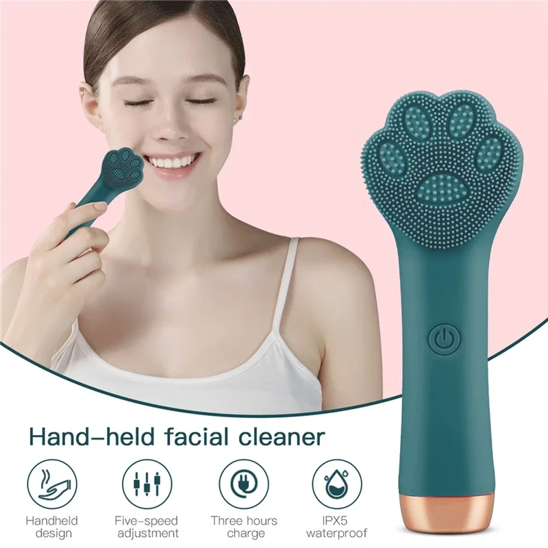 

Rechargeable Electric Facial Silicone Cleansing Brush Vibration Sonic Massager Blackhead Remover Pore Clean Face Wash Skin Care