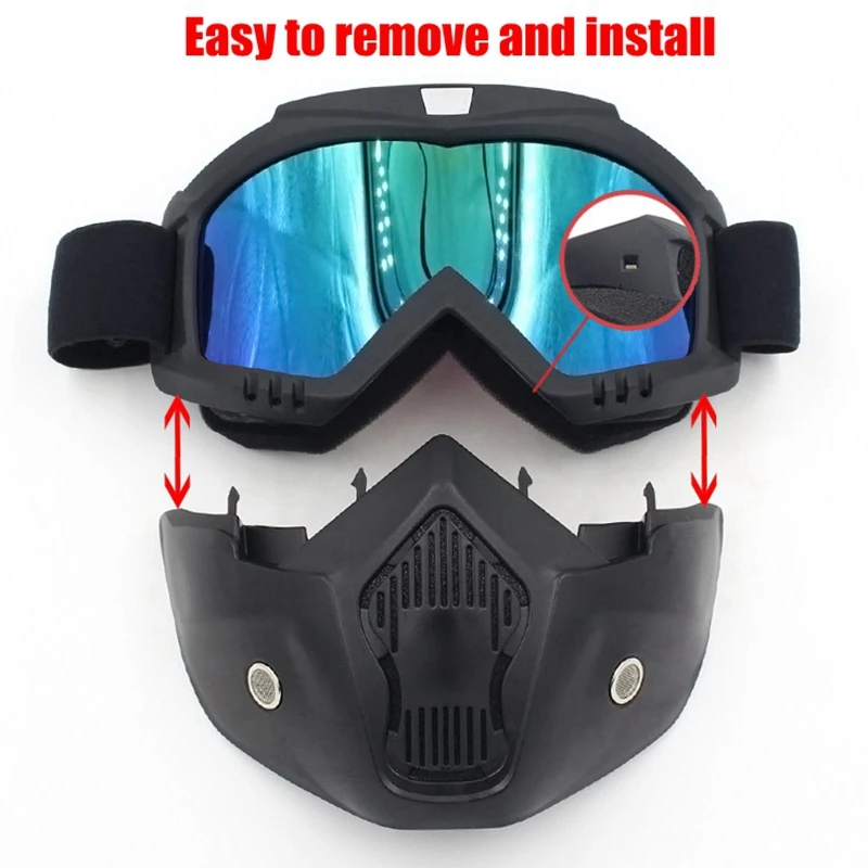 Fietshelm Full Face Anti-Fog Masker Helm Airsoft Full Head Gear Paintball Masker Met Mondfilter Veiligheidsbril Jachtuitrusting