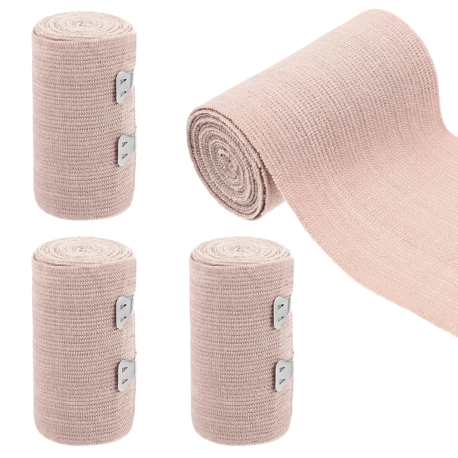 

4pcs Medical Elastic Bandages for Sports Compression Injury Wrap Strong Metal Clips First Aid Kit Support Sprains