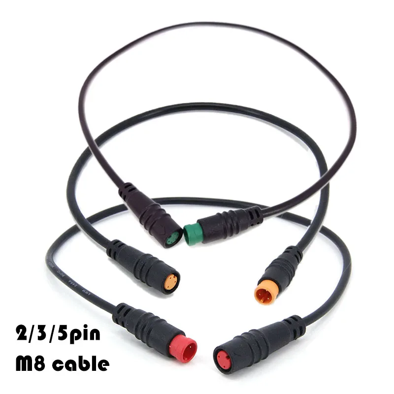 0.3/0.5m M8 2 3 5 Pin Ebike connector 8mm Cable Speed Sensor male to female plug M/F Ebike Extension Electric Bicycle Waterproof