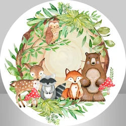 Wild One Round Backdrop Cover Kids Birthday Party Woodland Animals Circle Photography Background Photocall