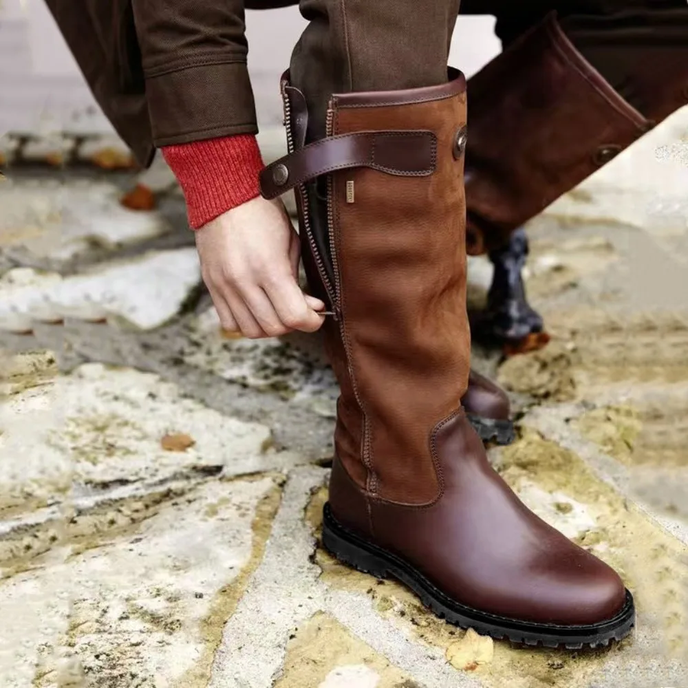 

Новые стильные европейские и американские ретро-ботинки для верховой езды из кожи, большие размеры, для мужчин, идеально подходят для конного спорта.