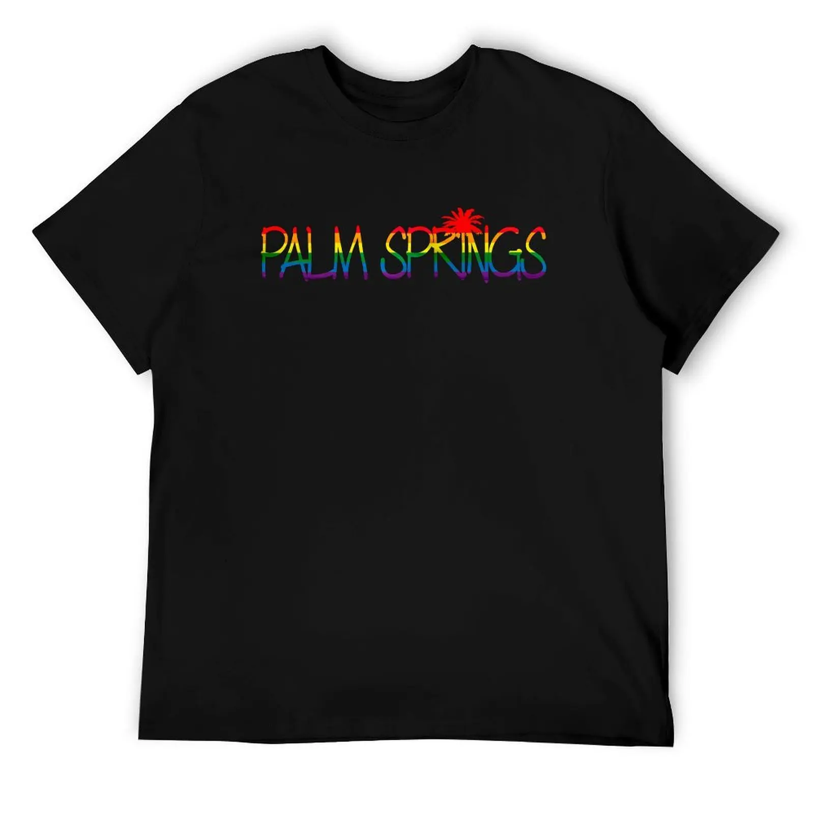 PALM SPRINGS PRIDE PALM TREE RAINBOW FLAG DESIGN T-Shirt t shirts for man graphic funny man t shirts for men T-Shirt
