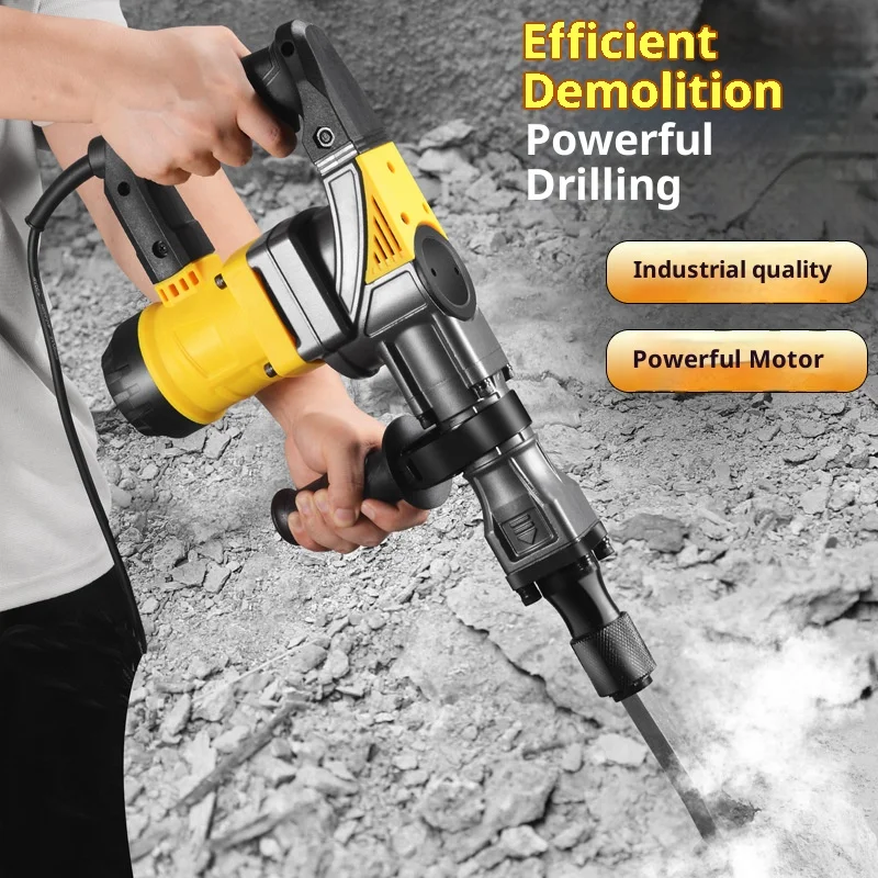 110v/220v Electric Hammer Electric Pick Heavy-Duty Wall Demolition Electric Hammer Crushes Industrial Grade Wall Slot Concrete