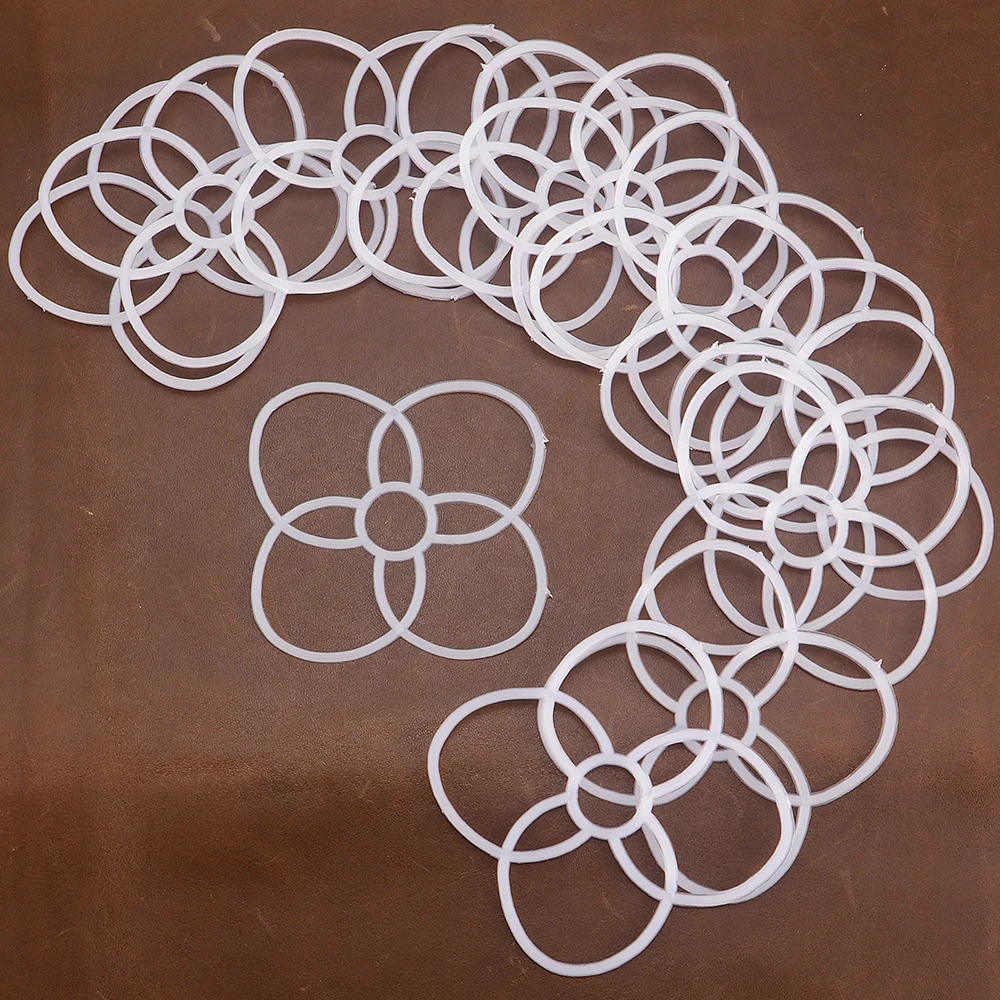 100pc White Plastic Flower-Shaped Weaving Mesh Sheet, DIY Knitting Craft Floral Pattern, Ideal for DIY Weaving Yarn & Ribbon Bag - view 2