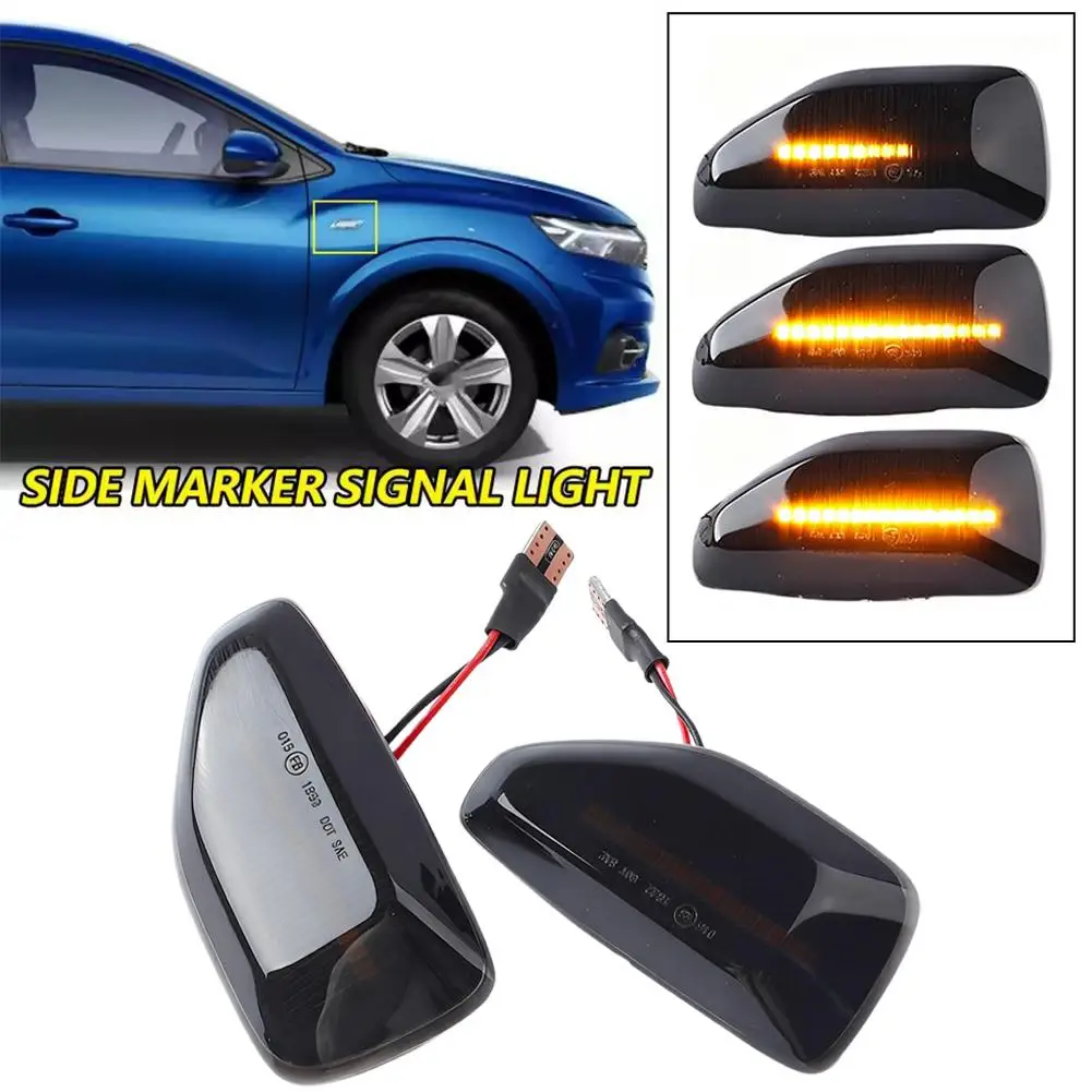 

2 шт. боковые указатели поворота, высококачественный светодиодный динамический боковой указатель поворота, последовательный свет для Sandero Stepway M K3 202 B0X3