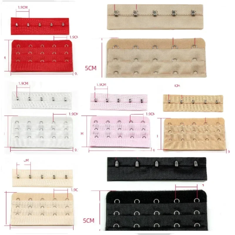 30sets/Lot 3x5 9.5cm Bra Extender Buckle Tailor Sewing Accessories Hook and Eye Underwear Skin Black White Fitness Sportswear