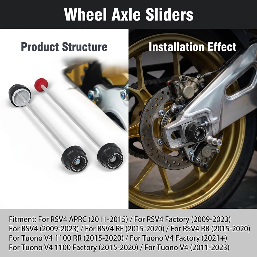 Motorcycle Wheel Protector Front Rear Axle Fork Crash Slider For Aprilia RSV4 RR RF APRC Factory Tuono V4 2015-2020