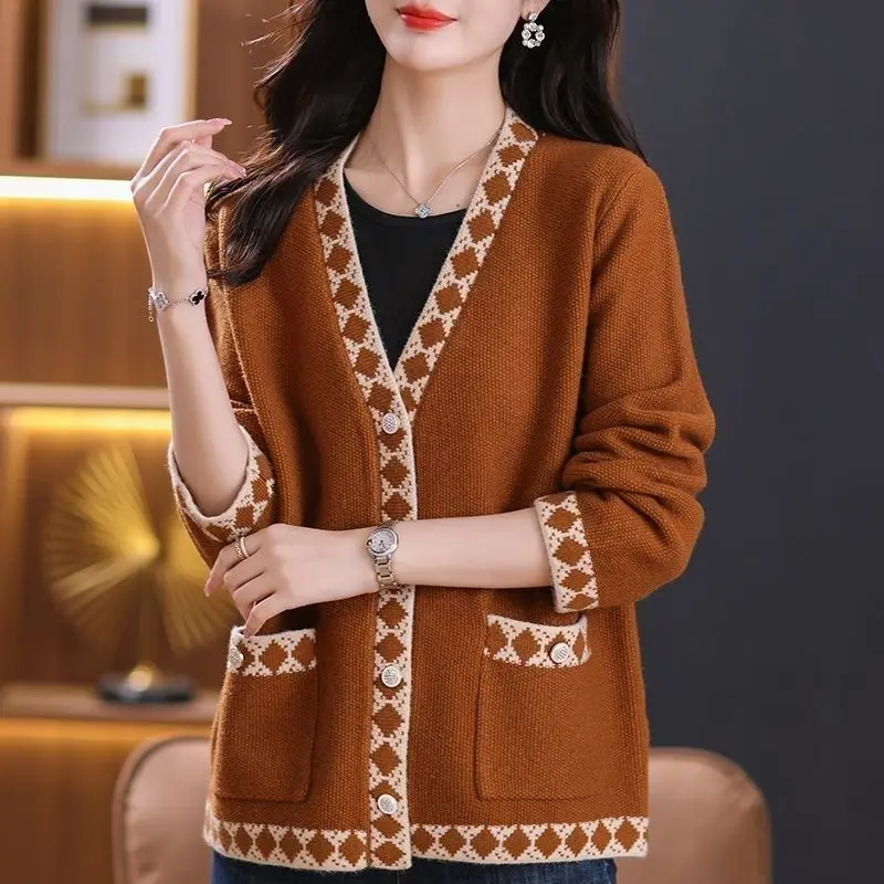 New Ethnic Style Knitted Women's Jacket Cardigan Foreign Style Sweater Loose Casual and Versatile Top