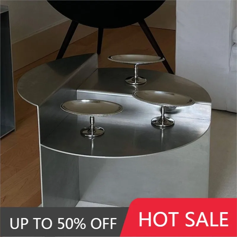 Living Plus Stainless Steel Coffee Table Wabi-sabi Style Round Metal Coffee Table Korean Netflix Designer Models Side Table