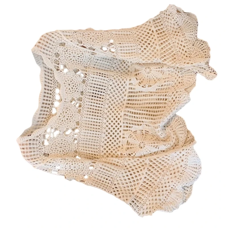 punto moderno con delicados detalles crochet Tops huecos versátiles y elegantes ideales para diversas ocasiones