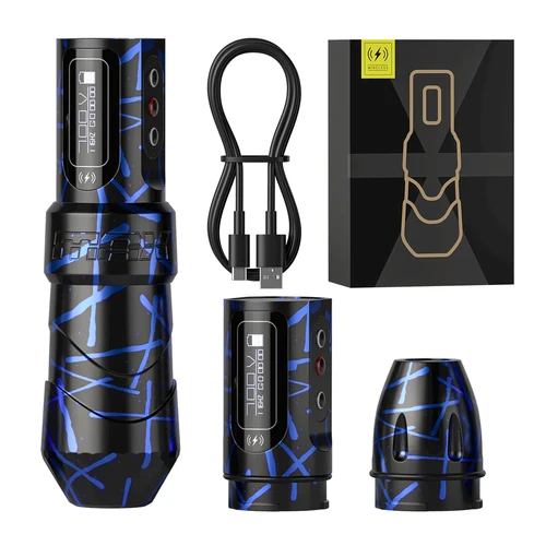 Imagen 2 del producto Máquina de tatuaje inalámbrica Flux MAX, Motor sin escobillas sin núcleo de 4,0 MM de carrera, batería de gran capacidad de 2400mAh, 2 baterías para maquillaje permanente