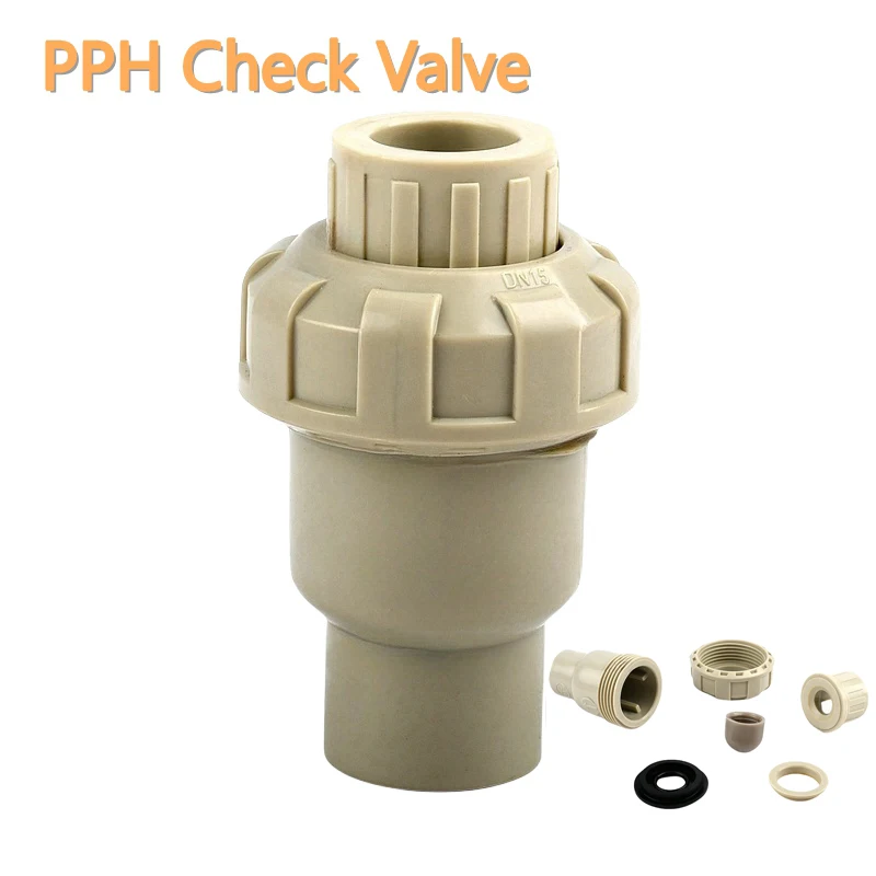 1PC I.D 20~63mm PPH Check Valve Garden Irrigation Water Tube Connectors One Way No-Return Valve Aquarium Water Pipe Fittings