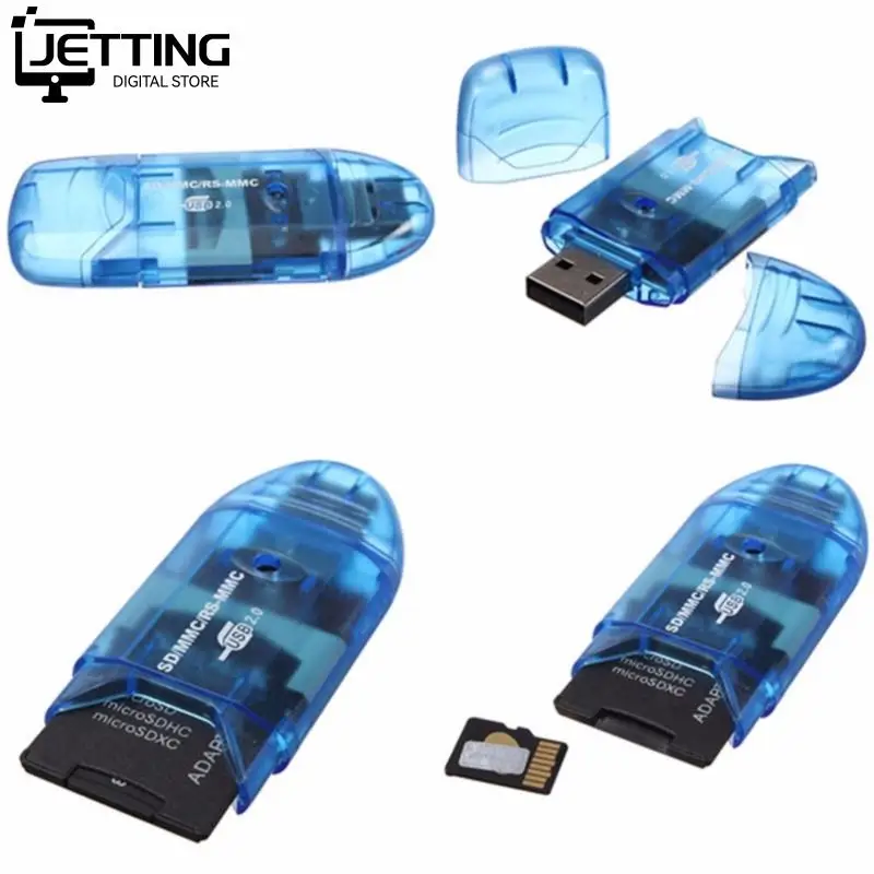 Ad alta Velocità USB 2.0 Multi in 1 lettore di Schede di Memoria Scrittore Adattatore Con Tappi per MMC SD SDHC TF FINO a 64GB 1PC