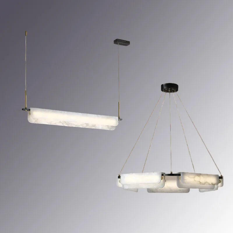 

American style Chandelier Pendant Lamp Luster Ceiling Light Modern with Marble Brass for Kitchen island Lighting decoration