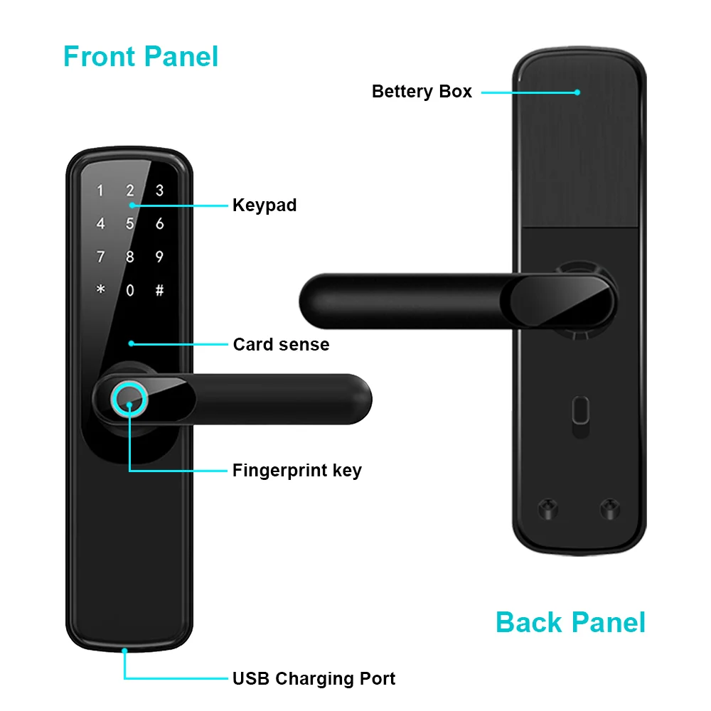 TUYA Smart Fingerprint Door Lock App Remote Control 9 Languages Voice Keyless WIFI Digital Touchscreen Lock NFC IP67 Waterproof