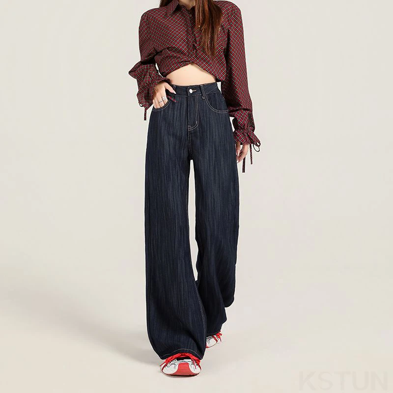 KSTUN 2025 الخريف المرأة جرس أسفل الجينز واسعة الساق متوهج السراويل معلقة الشعور تمتد عالية الخصر بنطلون جيوب الموضة