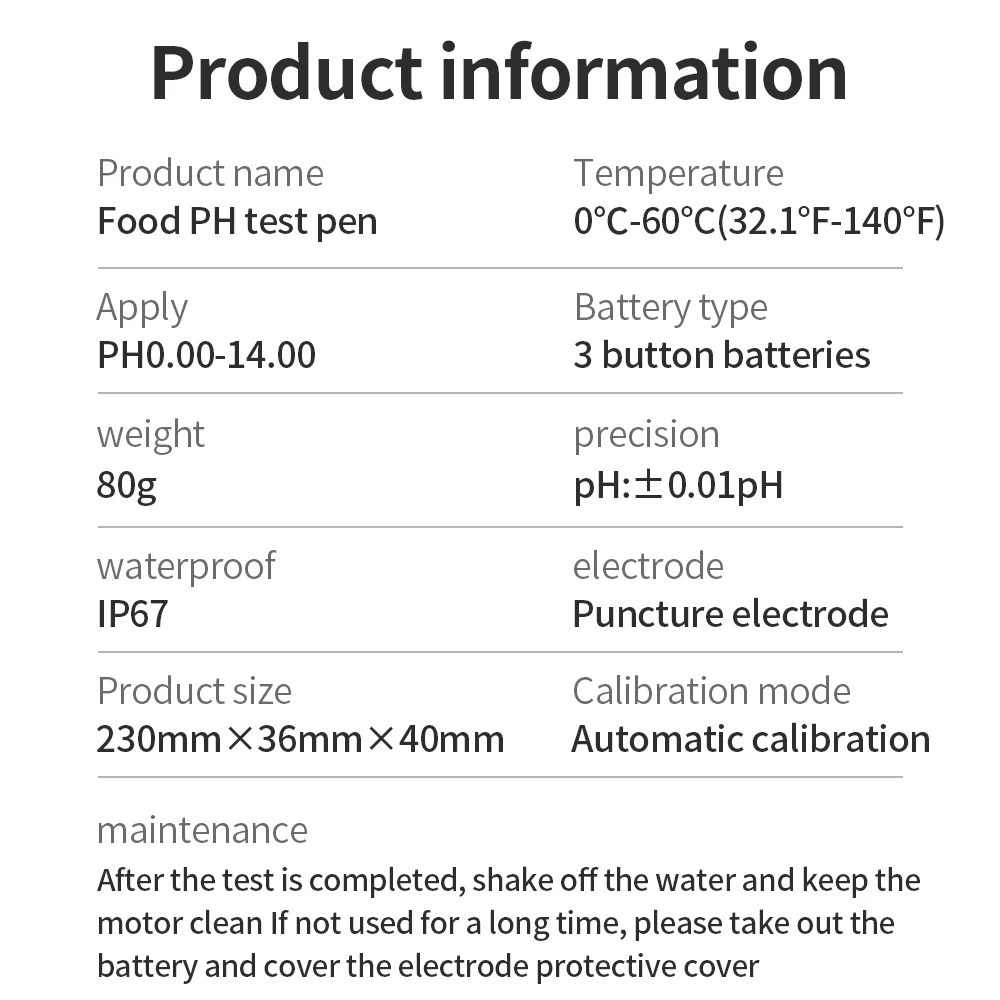 Lebensmittel-pH-Tester Teig-Alkalimeter-pH-Meter 0, 3-0, 5 für boden kosmetische Lebensmittel Käse Fleisch Obst ph cf Dual-Display – Detail 10