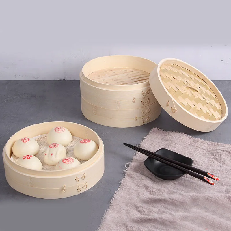 One Cage or Cover Cooking Bamboo Steamer Fish Rice Vegetable Snack Basket Set Kitchen Cooking Tools dumpling steamer steam pot