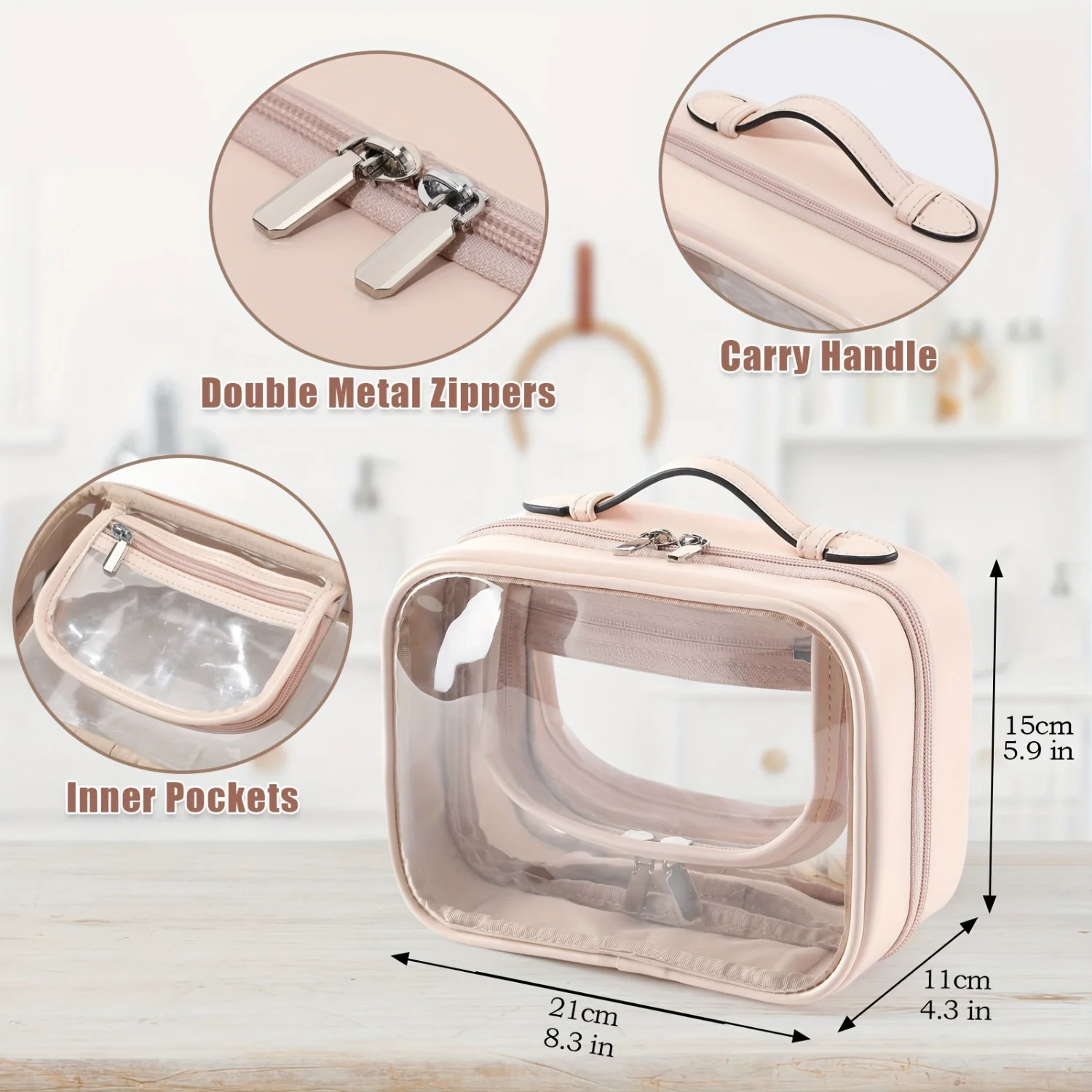 Borsa da toilette approvata TSA, borsa da viaggio trasparente per articoli da toeletta per liquidi, Organizer per borse per cosmetici per il trucco,