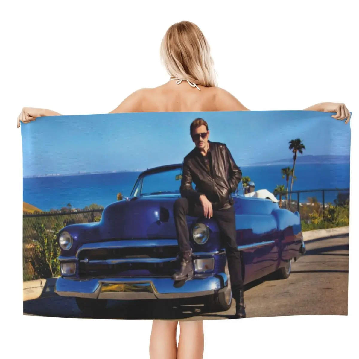 Copie De Masque Johnny Hallyday Beach Bath Towel Microfiber Travelling Swimming Camping Towels