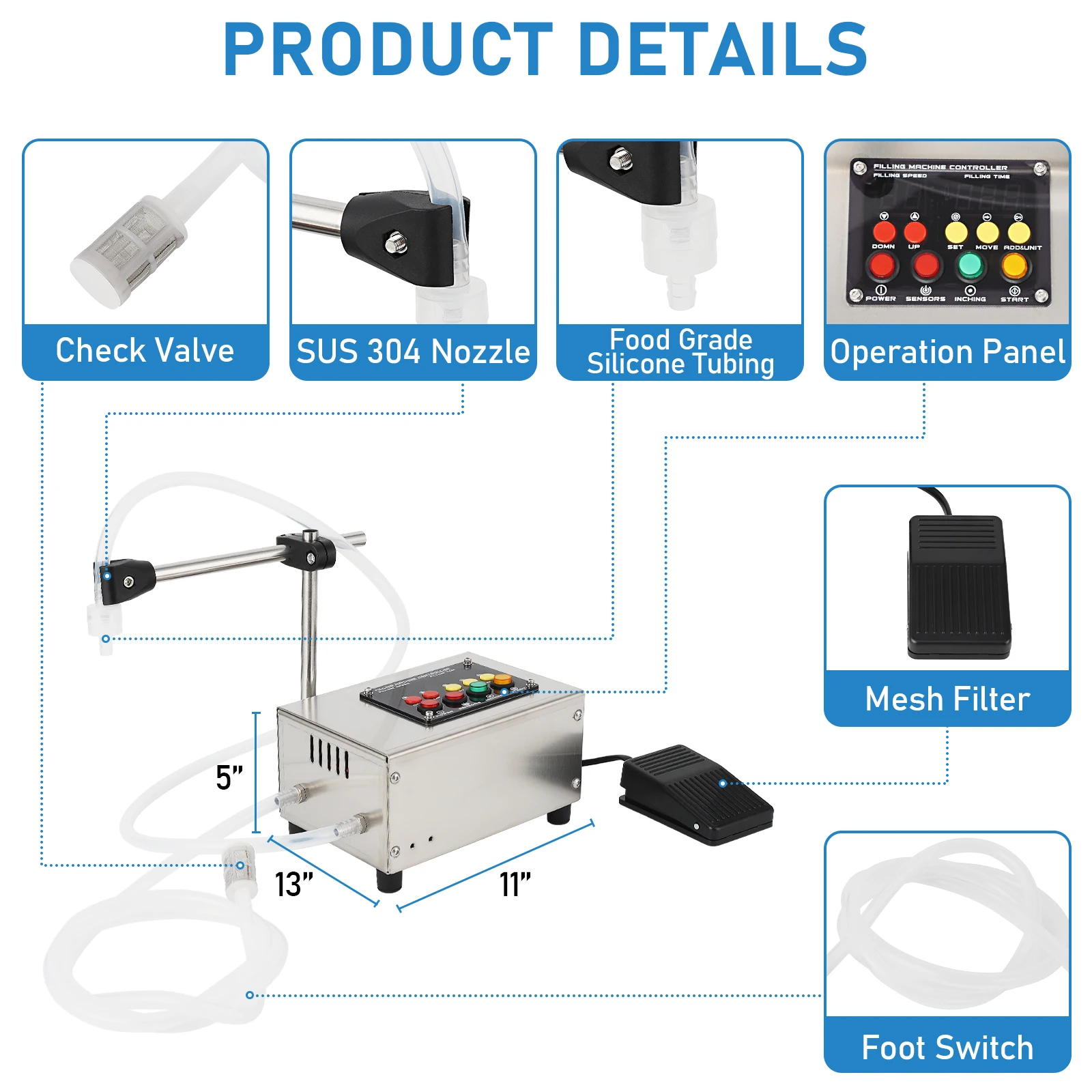 1-118 Fl Oz Automatic Filler, Bottle Filler with Electric Diaphragm Pump Digital Control, for Oils, Milk, Water, Wine, Beverage