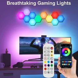 RGB Smart Hexagonal Wall Lamp Color changing Ambient Night Light DIY Shape Music Rhythm APP For Game Room Bedroom Intelligent