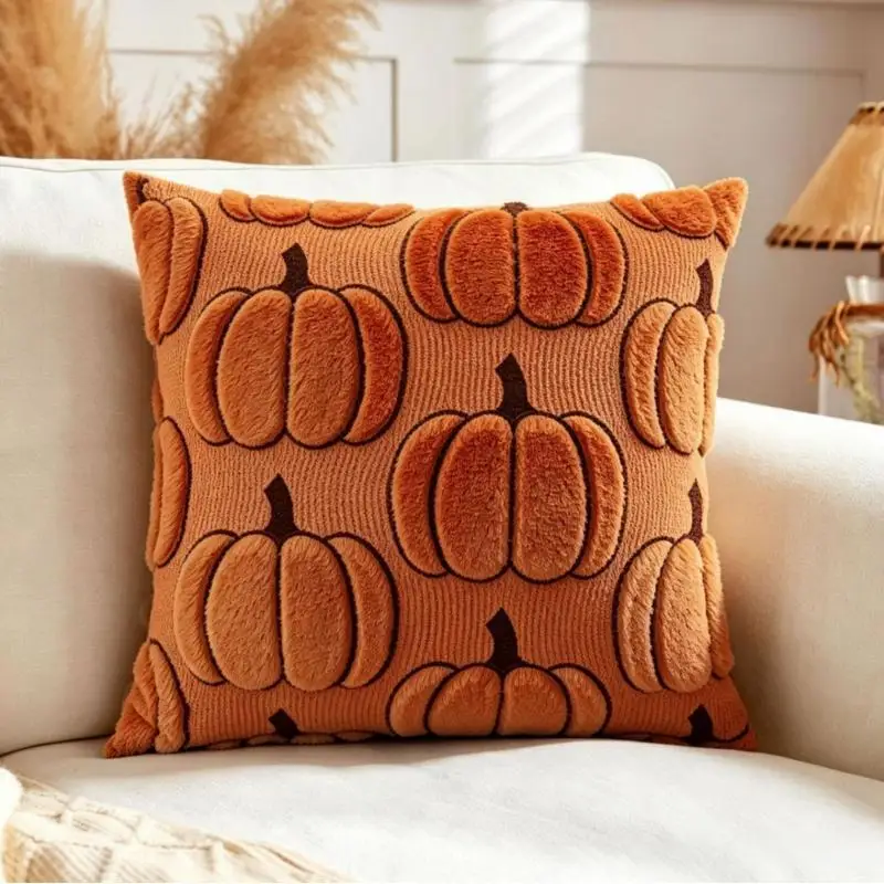 Harvest Festival Pumpkin Dekorativer Kissenbezug Cojines Thanksgiving Plüsch-Sofa-Quadratkissenbezug Kopfteil-Kissenbezug – Detail 6