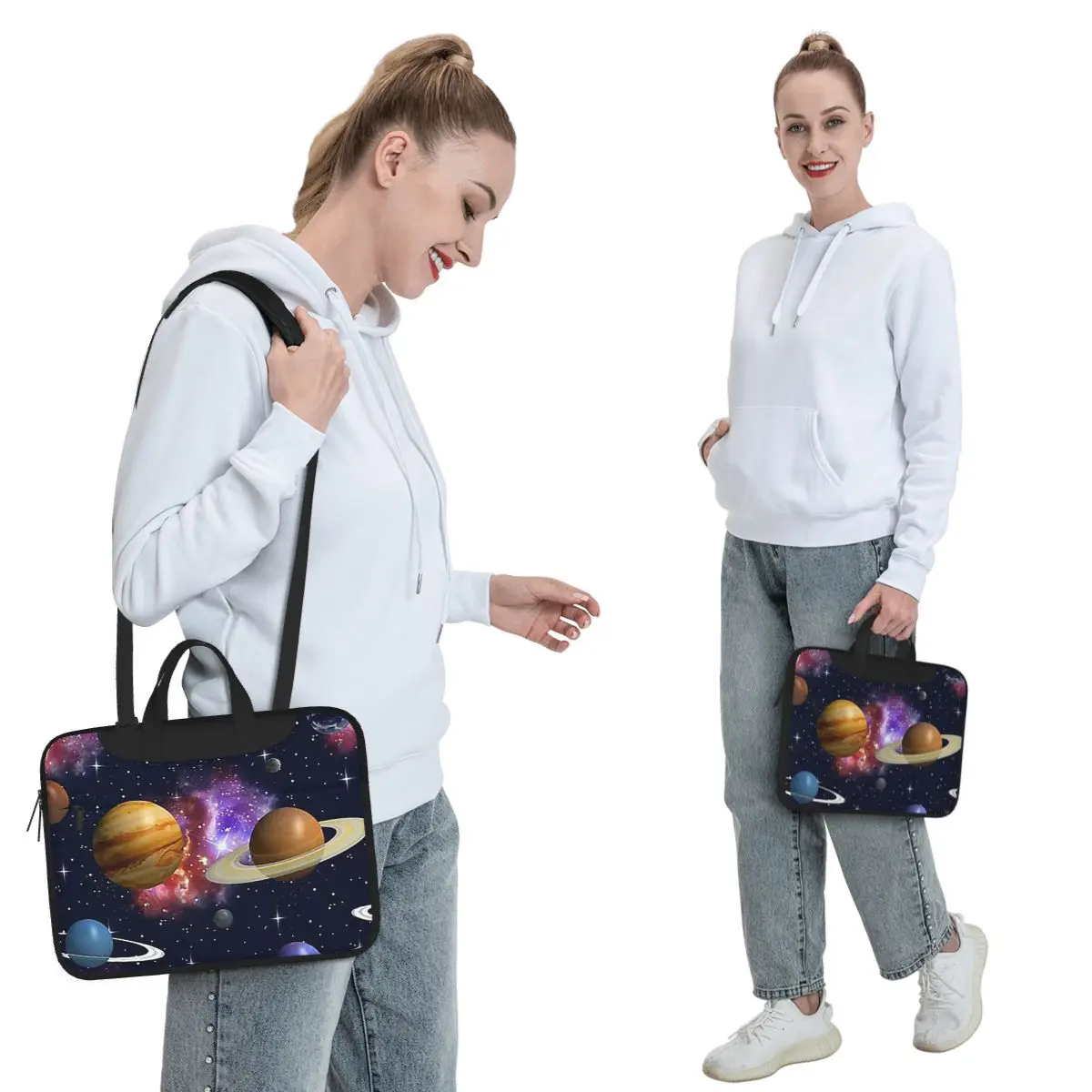 Solar System Space Planets Universe Crossbody Laptop Bag Case  Resistant Protective Notebook Pouch for Macbook Pro Lenovo
