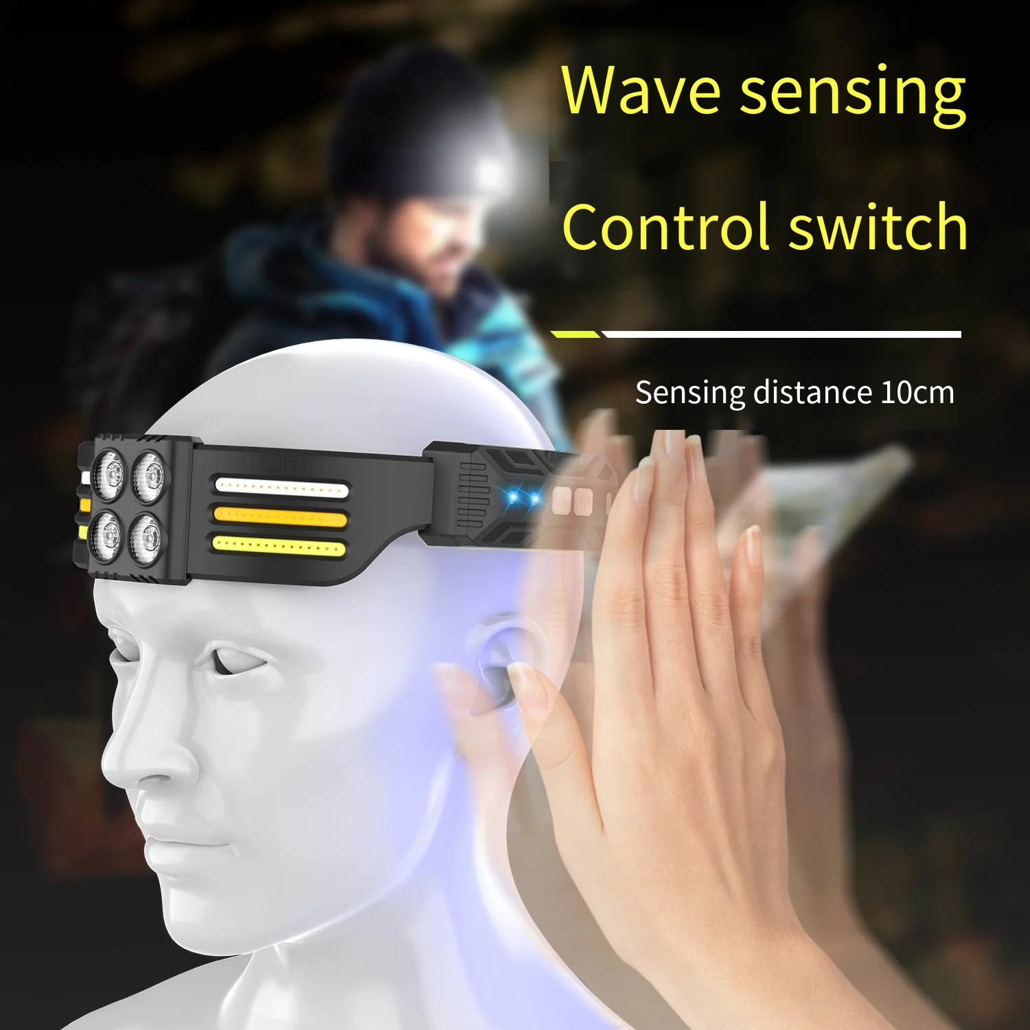 COB LED Induction Headlamp Head Light USB Rechargeable Head Flashlight with Built-in Battery Headlight Running Work Torch