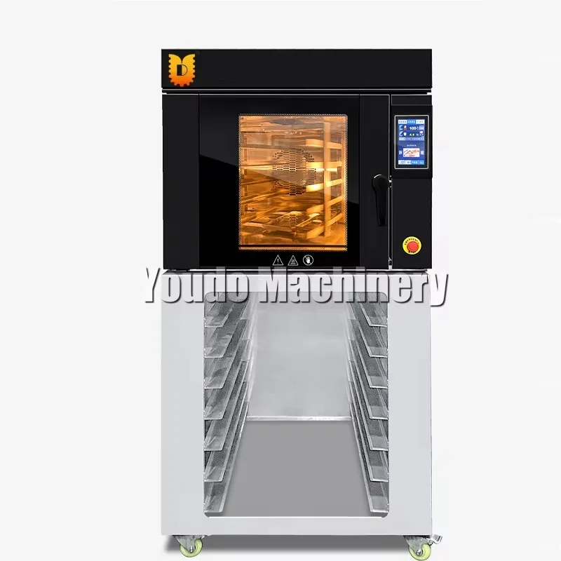 Dual fuel 5/8/10/12 tray rotary convection oven stainless steel hot air circulation oven for bread making