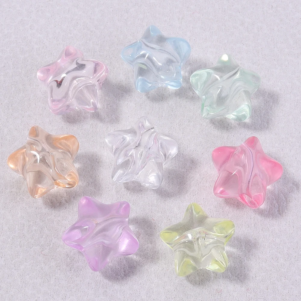 

100 шт., прозрачные акриловые бусины со звездами, 3D бусины с пентаграммой, цветные разделители, свободные бусины для DIY, материал из бисера, ожерелье, серьги