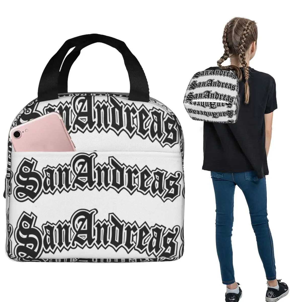 Sherm Head GTA Sanandreas Logo Bolsa térmica para almoço, para mulheres e crianças, caixas de comida portáteis, caixa térmica para almoço