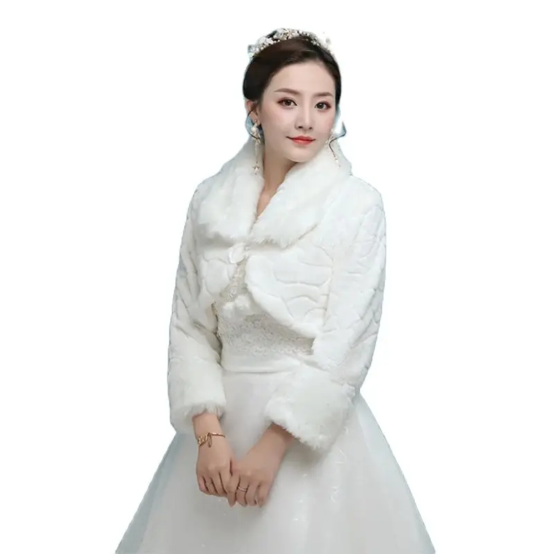 Frauen Bolero Winter warm Kunst pelz Achsel zucken elegante Langarm Cape Revers Kragen Schal Bolero Hochzeit Braut jacke Accessoires