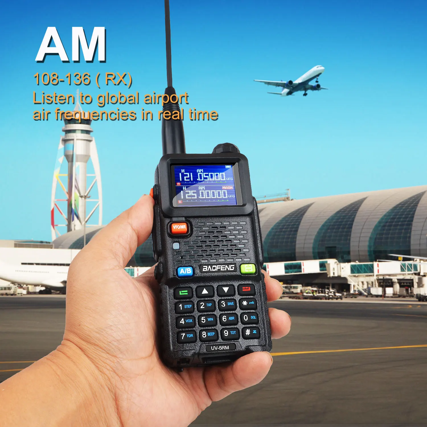 Baofeng UV-5RM 8W 999Ch Air Band FM متعدد الموجات لاسلكي تخاطب مفتاح واحد تردد نسخة تشويش إذاعي Vox Type-C شحن راديو اتجاهين #6