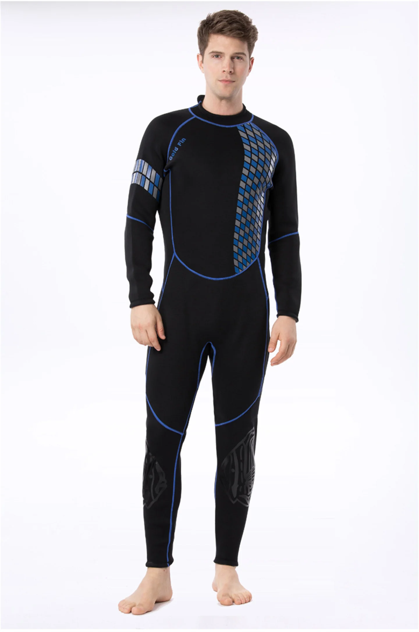 Diving Suit One-Piece Men's 3mm Warm Super Elastic Wear-Resistant Wet Suit Cold-Proof Diving Suit Winter Swimming Swimsuit