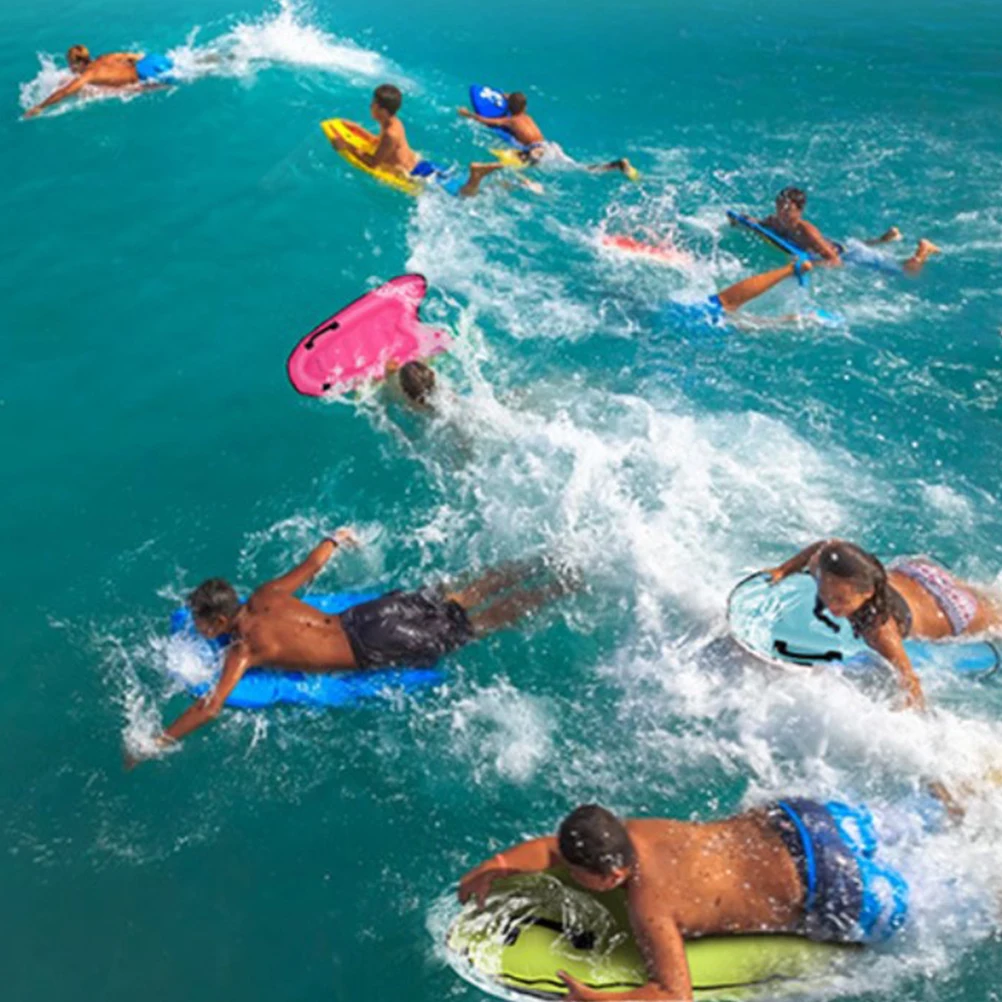 

Thickened Inflatable Floating Mat Kids Adults Pool Beach Float Lounge Anti-Slip Handle Orange Swimming Training