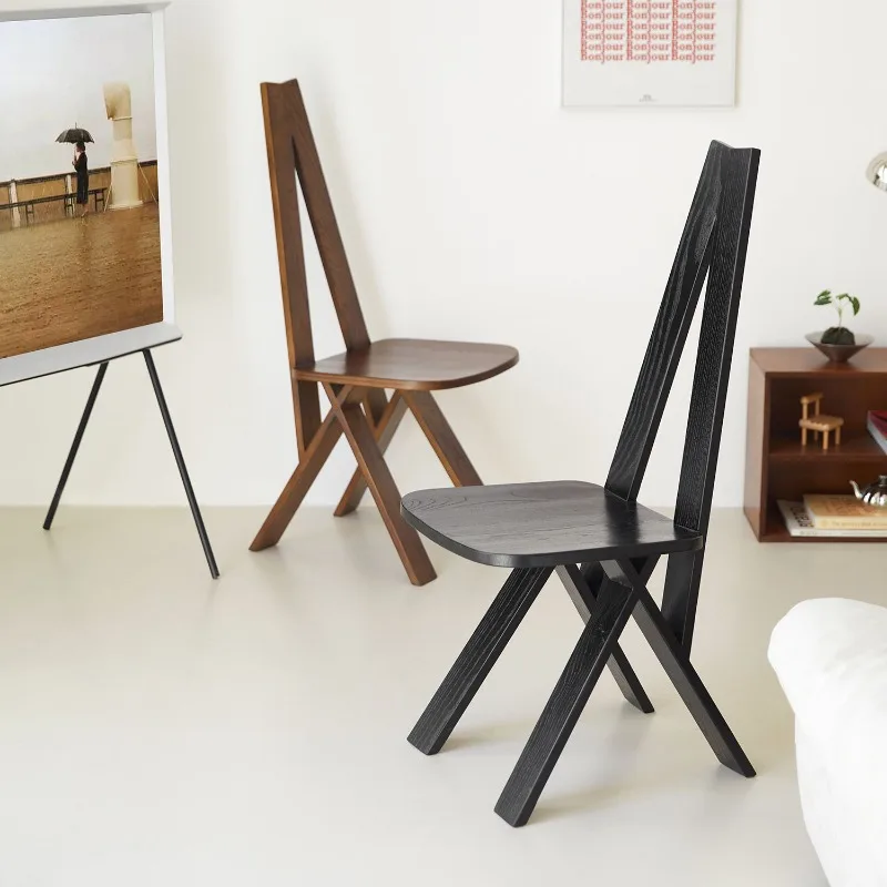 Средневековый стул, офисный обеденный стул из цельного дерева с высокой спинкой, дизайнерский стул ваби-саби, креативный стул