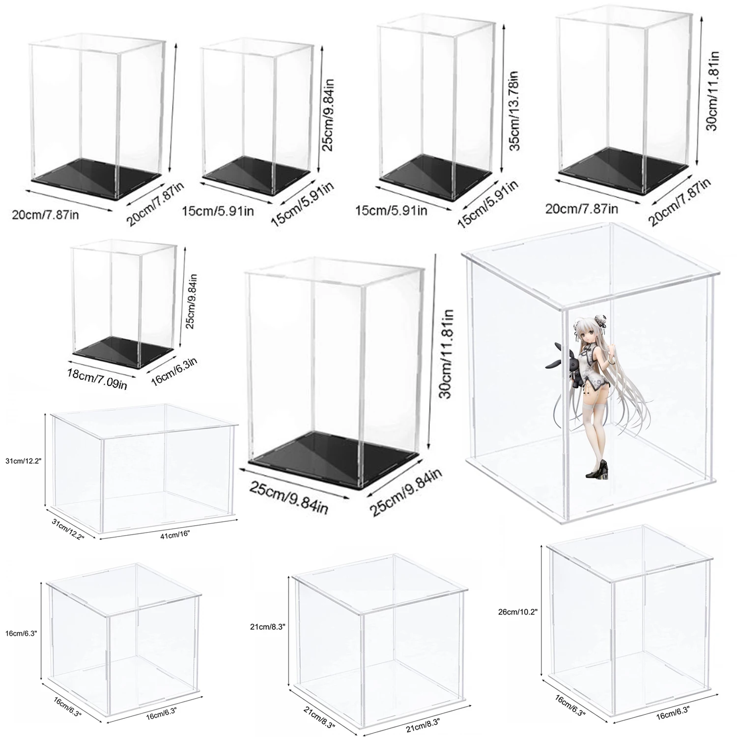 150 Size Clear Acrylic Collectibles Display Case Alternative to Glass Box for Showcasing Action Figures,Toy,Car and Home Storage