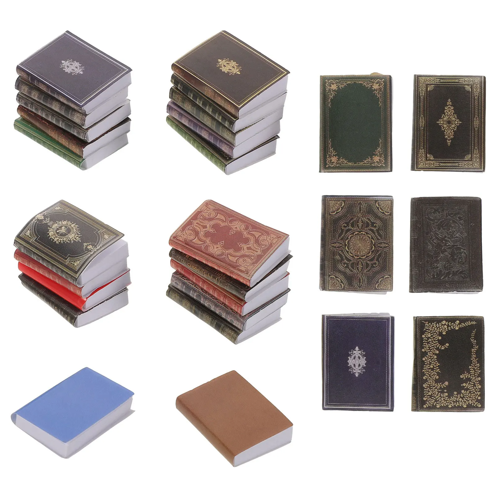 27 قطعة كتب دمى المنمنمات بمقياس 1:12 كتب فارغة مصغرة لبيت الدمى الحرف غرفة الدراسة الديكور كتاب المنمنمات