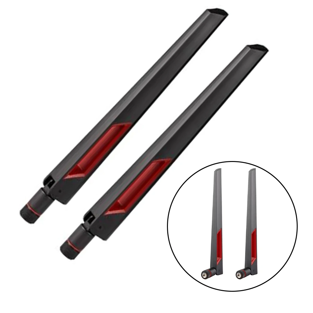 2pcs High Gain 6GHz WiFi Antenna 2.4 5GHz Tri Band 6dBi RP-Male For Desktop PC Router Wireless Network Card Gaming